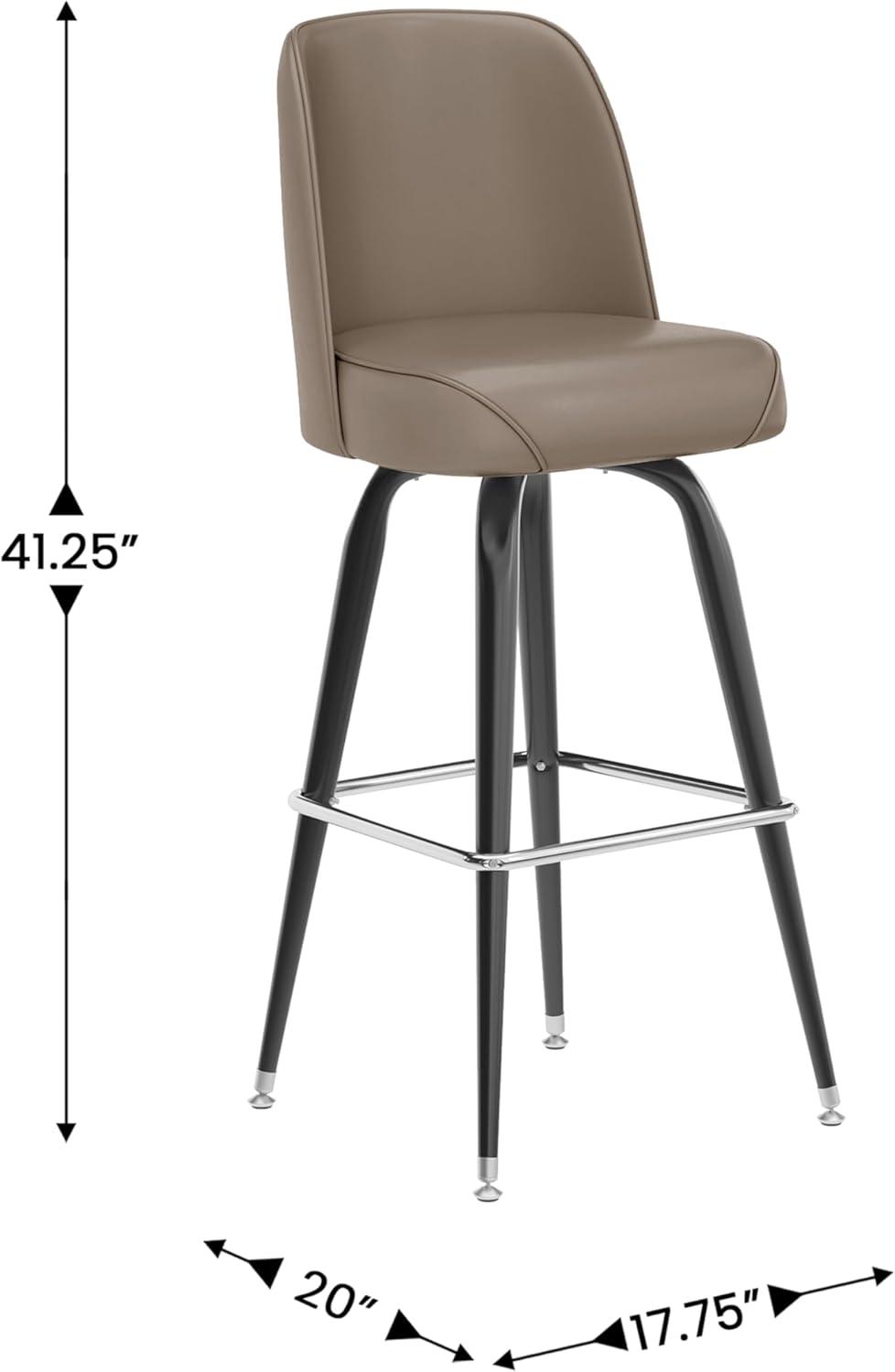 imageFlash Furniture James 2 Pack Metal Barstool with Upholstered Swivel BucketSeat and Integrated FootrestBeige