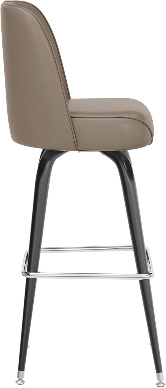 imageFlash Furniture James 2 Pack Metal Barstool with Upholstered Swivel BucketSeat and Integrated FootrestBeige