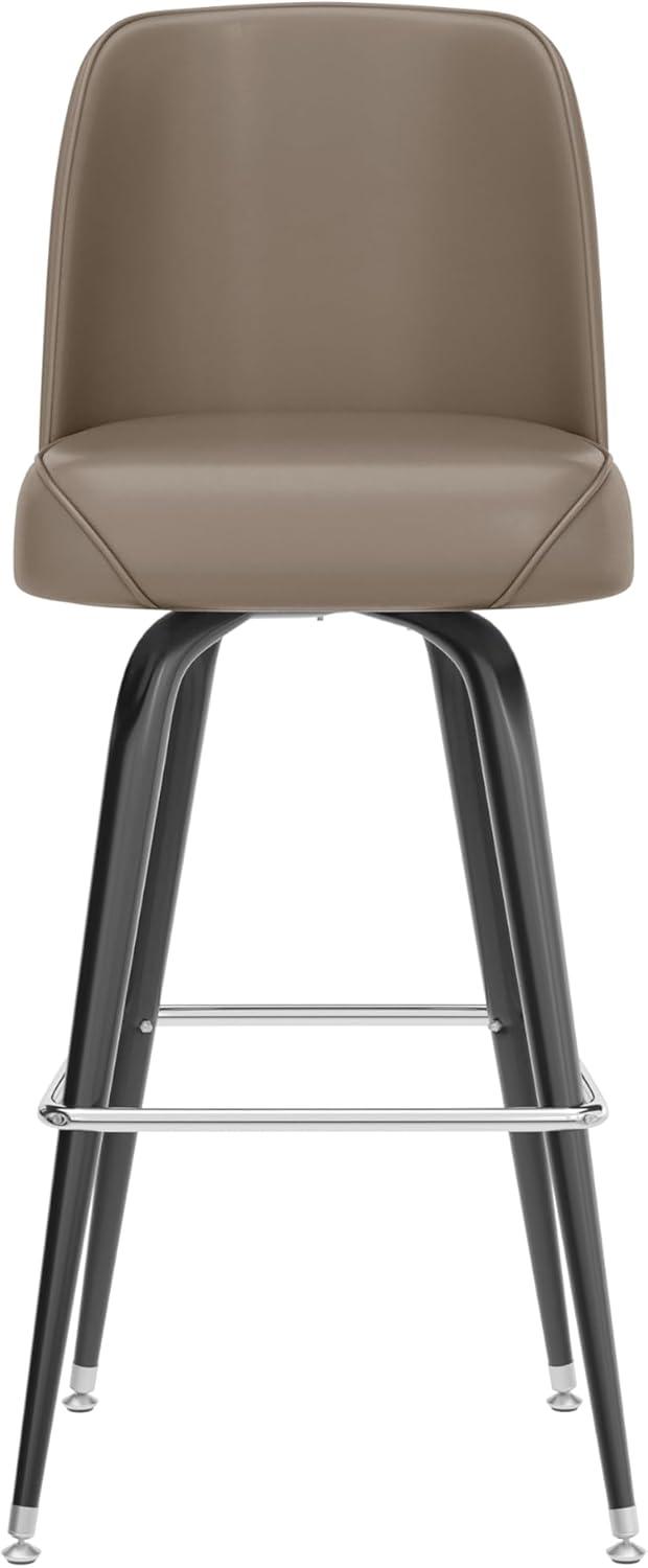 imageFlash Furniture James 2 Pack Metal Barstool with Upholstered Swivel BucketSeat and Integrated FootrestBeige