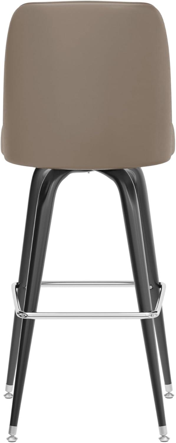 imageFlash Furniture James 2 Pack Metal Barstool with Upholstered Swivel BucketSeat and Integrated FootrestBeige