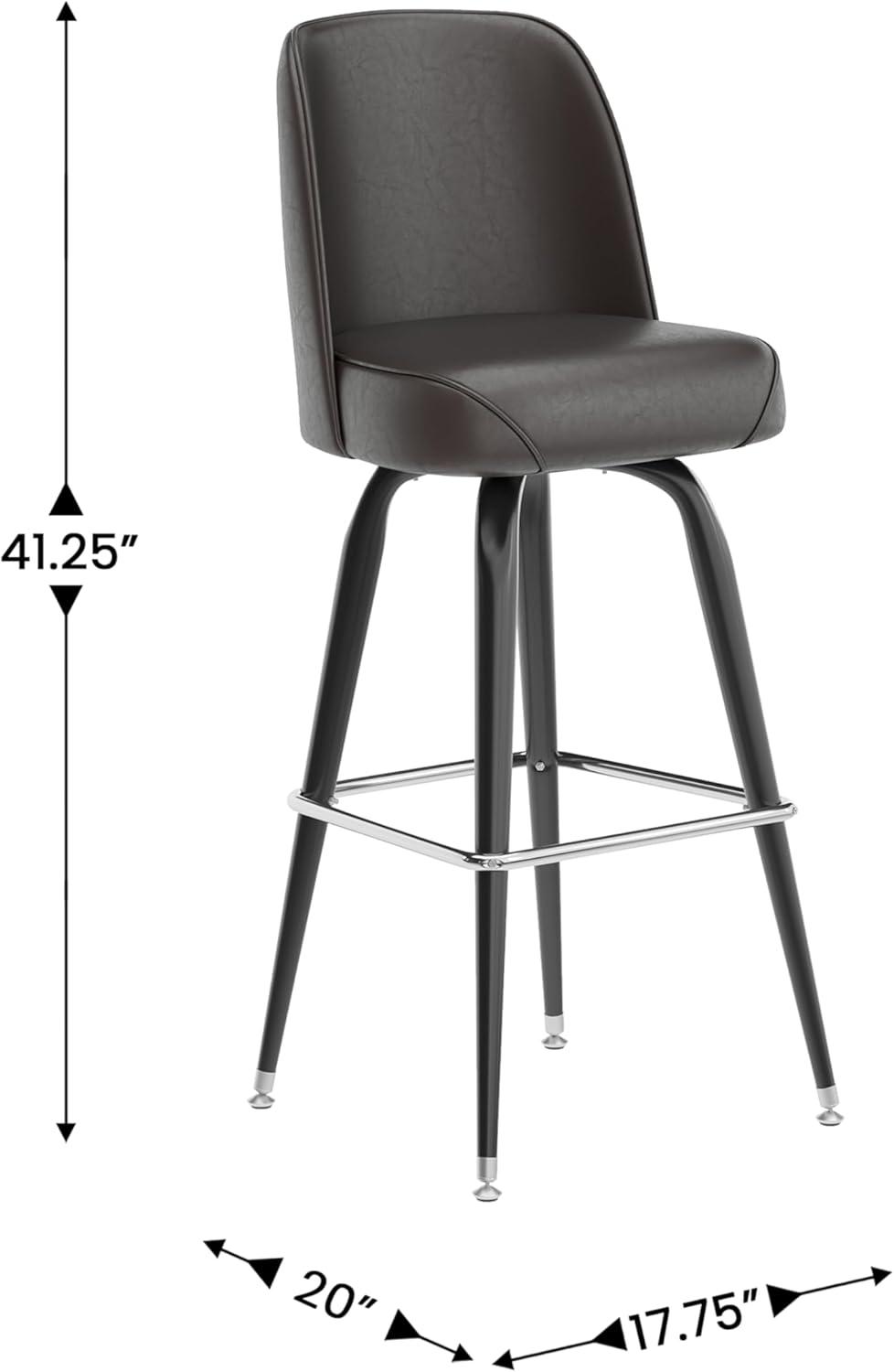 imageFlash Furniture James 2 Pack Metal Barstool with Upholstered Swivel BucketSeat and Integrated FootrestDark Brown