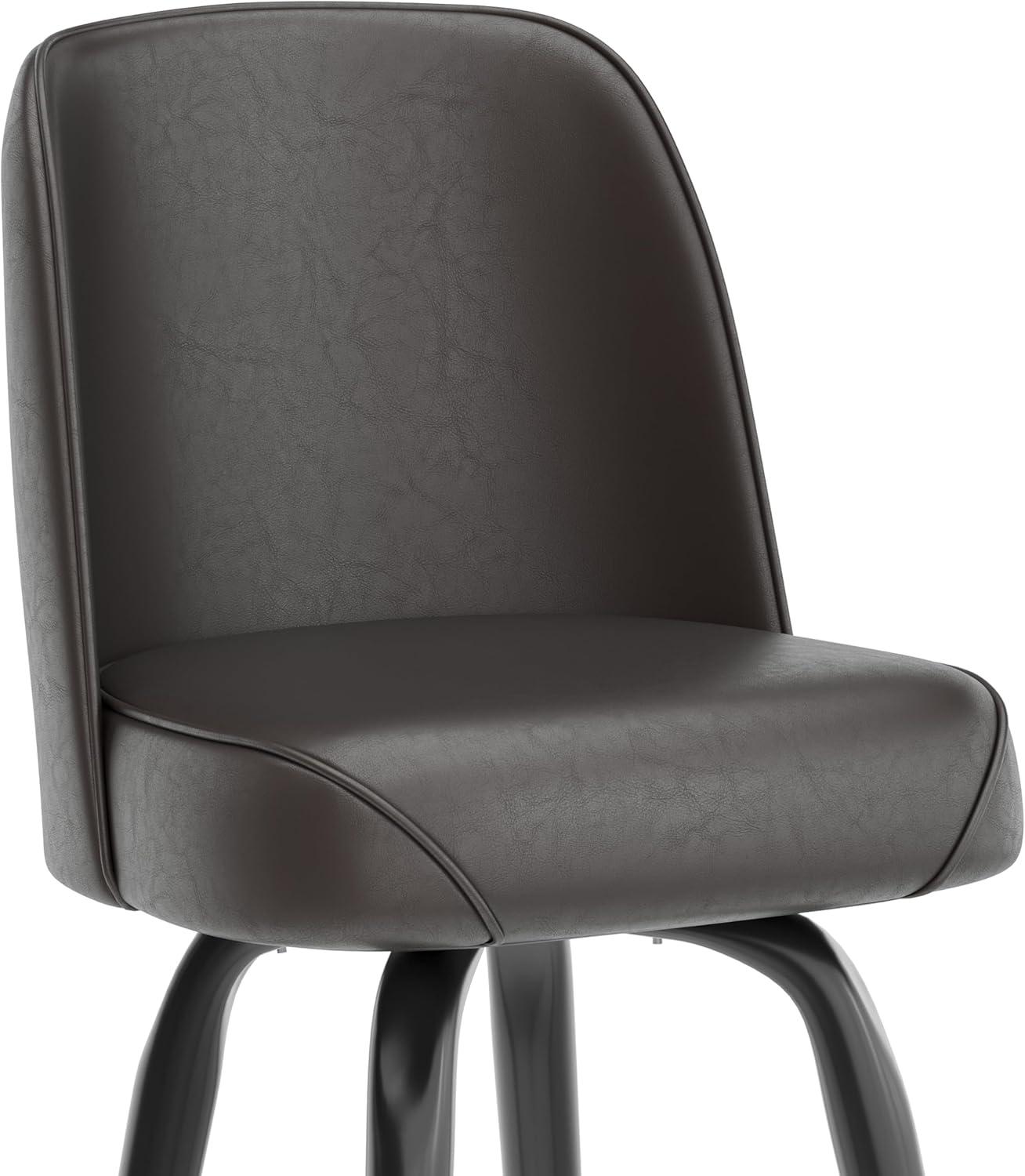 imageFlash Furniture James 2 Pack Metal Barstool with Upholstered Swivel BucketSeat and Integrated FootrestDark Brown