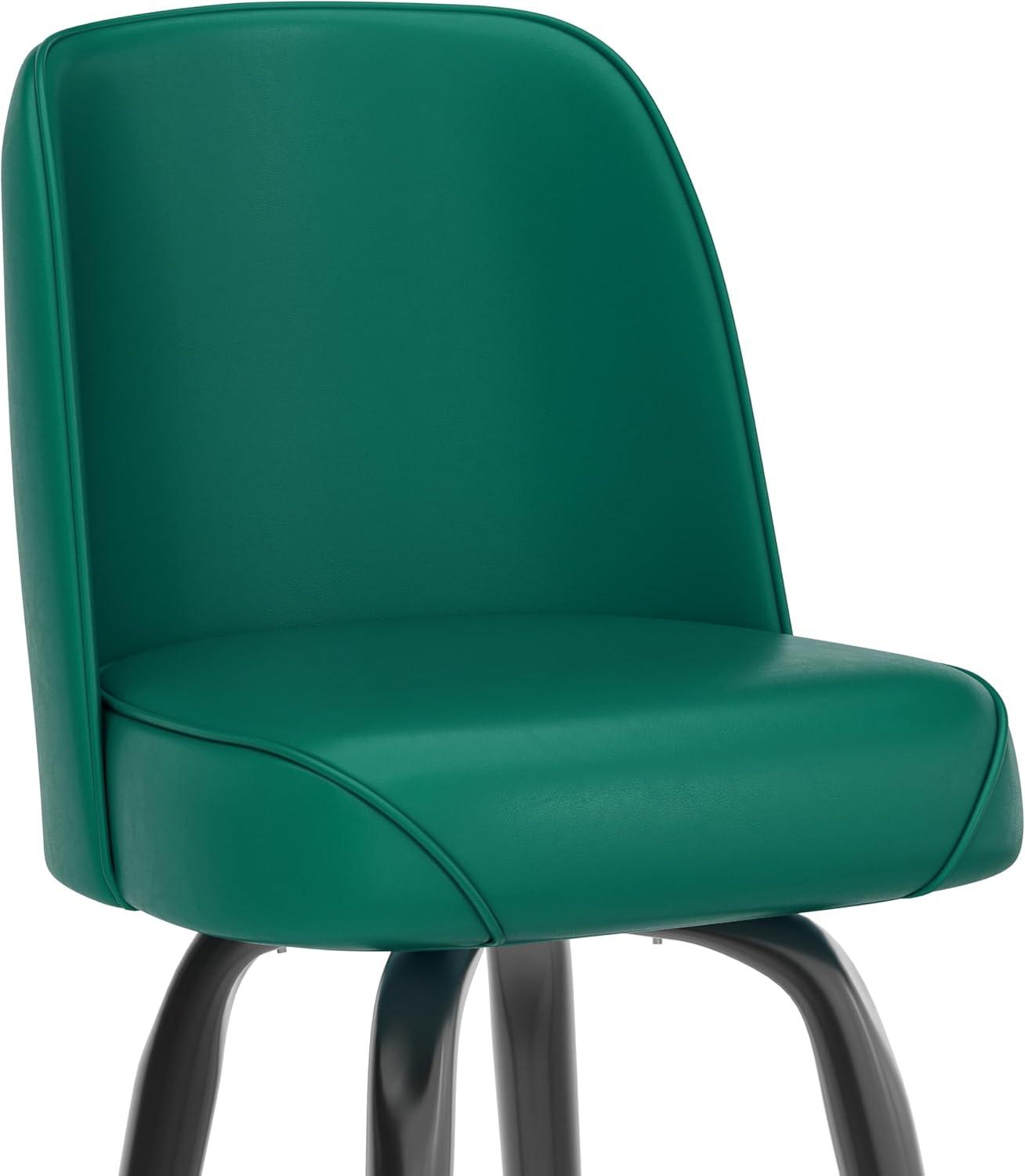 imageFlash Furniture James 2 Pack Metal Barstool with Upholstered Swivel BucketSeat and Integrated FootrestGreen