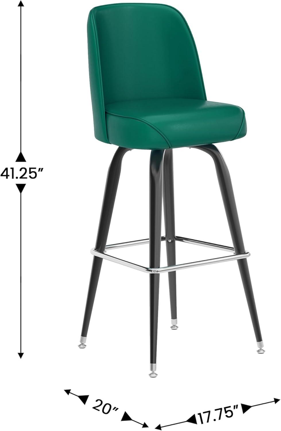 imageFlash Furniture James 2 Pack Metal Barstool with Upholstered Swivel BucketSeat and Integrated FootrestGreen