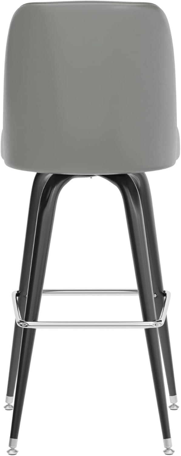 imageFlash Furniture James 2 Pack Metal Barstool with Upholstered Swivel BucketSeat and Integrated FootrestGrey