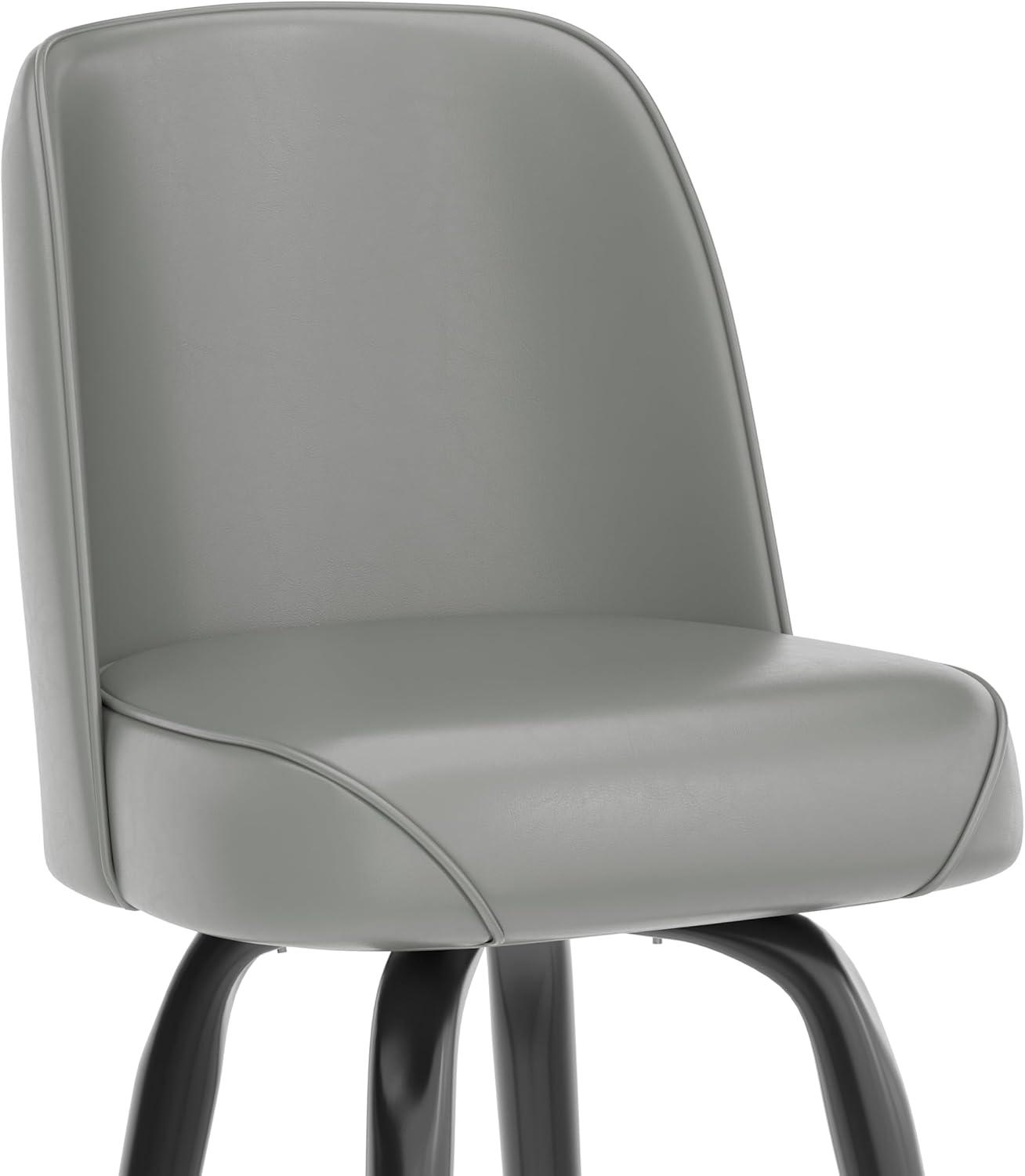 imageFlash Furniture James 2 Pack Metal Barstool with Upholstered Swivel BucketSeat and Integrated FootrestGrey