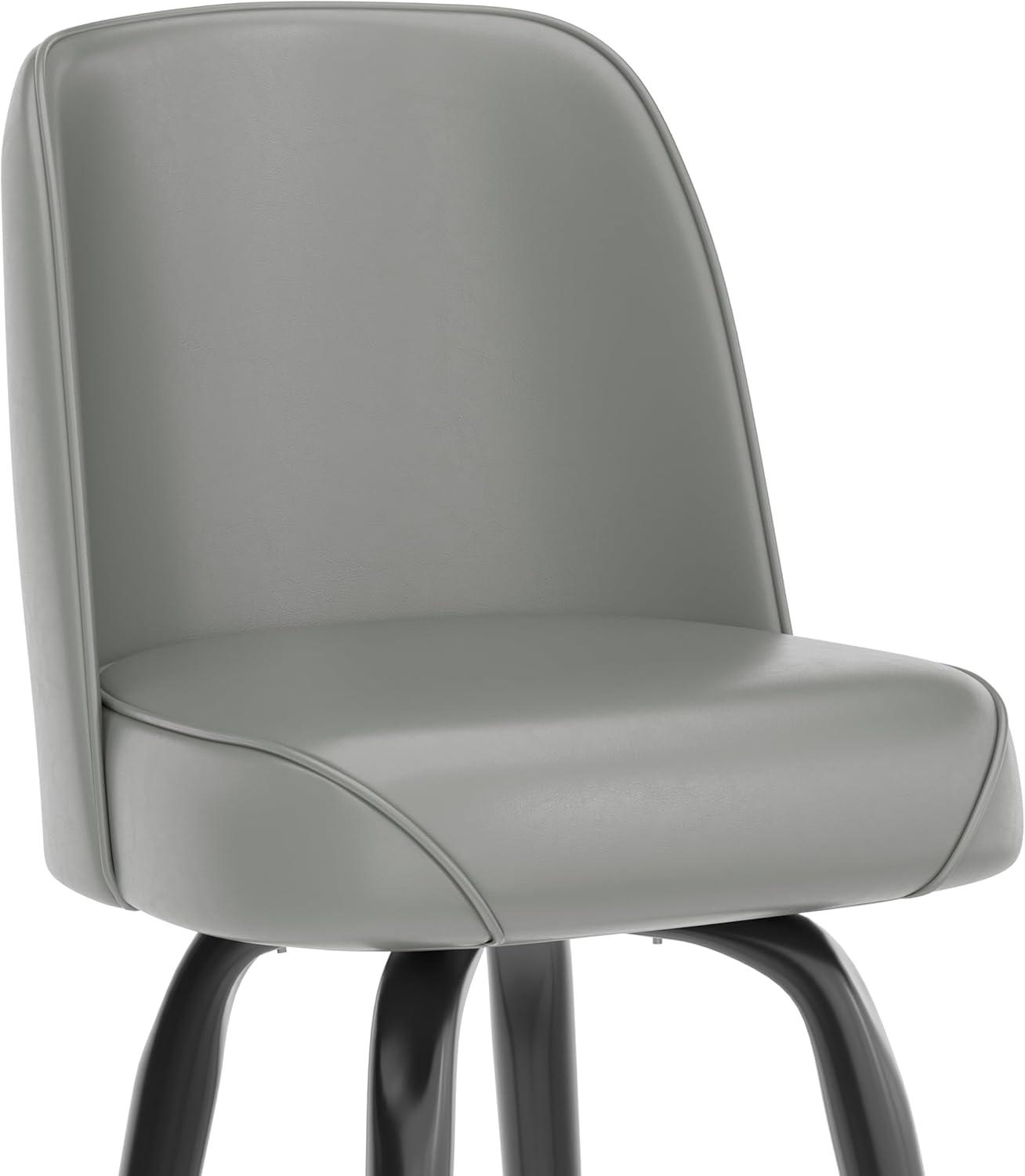 imageFlash Furniture James 2 Pack Metal Barstool with Upholstered Swivel BucketSeat and Integrated FootrestGrey