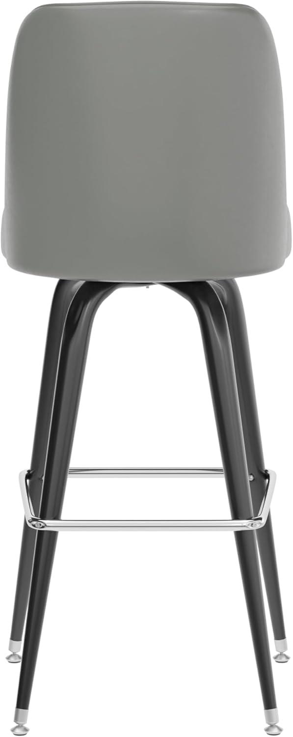 imageFlash Furniture James 2 Pack Metal Barstool with Upholstered Swivel BucketSeat and Integrated FootrestGrey