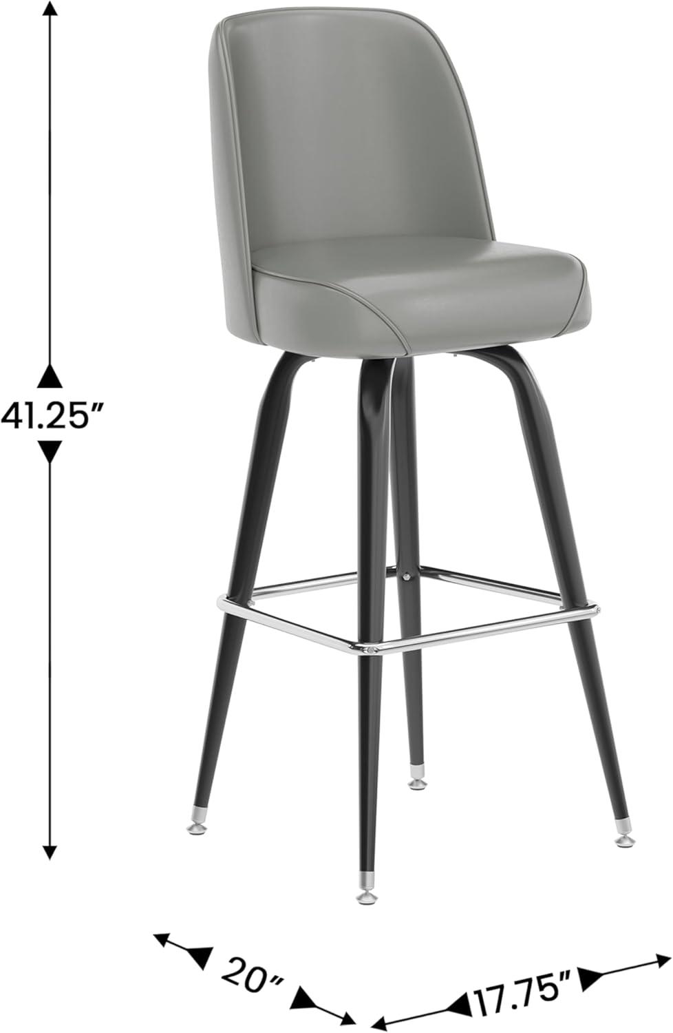 imageFlash Furniture James 2 Pack Metal Barstool with Upholstered Swivel BucketSeat and Integrated FootrestGrey