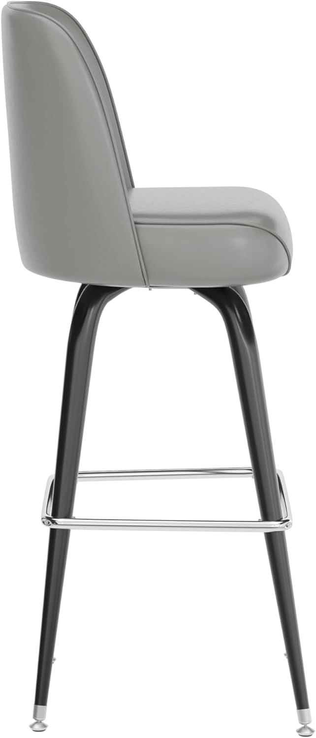 imageFlash Furniture James 2 Pack Metal Barstool with Upholstered Swivel BucketSeat and Integrated FootrestGrey