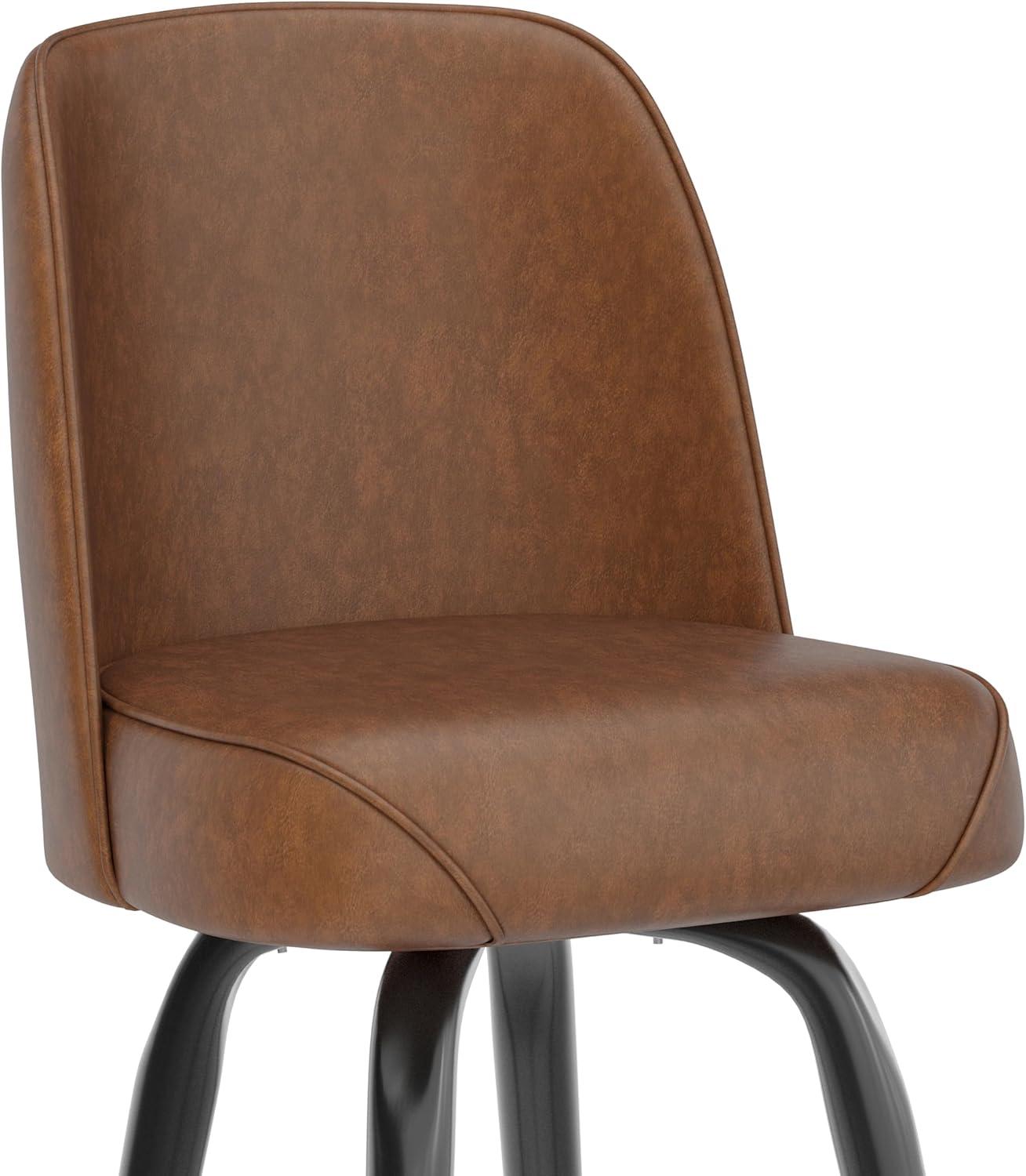 imageFlash Furniture James 2 Pack Metal Barstool with Upholstered Swivel BucketSeat and Integrated FootrestWeathered Brown