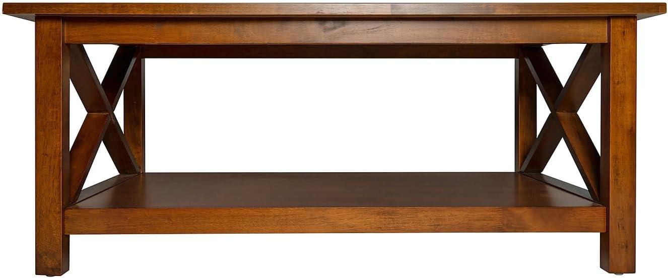 imageFlash Furniture Jasper Farmhouse Solid Wood Coffee Table Rustic Coffee Table XFrame Design Living Room Bedroom Home Office 1975quot H Acacia GrayRustic WhiteWalnut