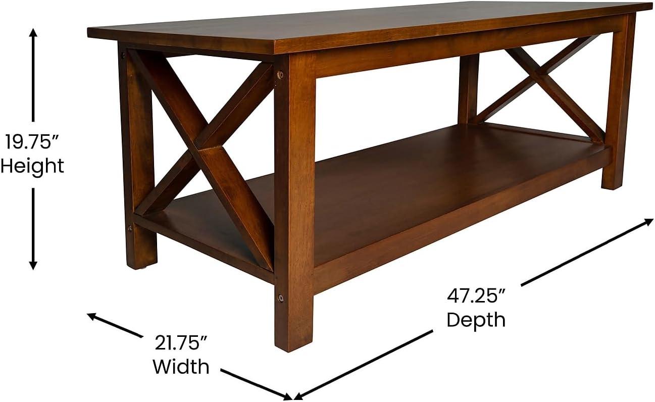 imageFlash Furniture Jasper Farmhouse Solid Wood Coffee Table Rustic Coffee Table XFrame Design Living Room Bedroom Home Office 1975quot H Acacia GrayRustic WhiteWalnut