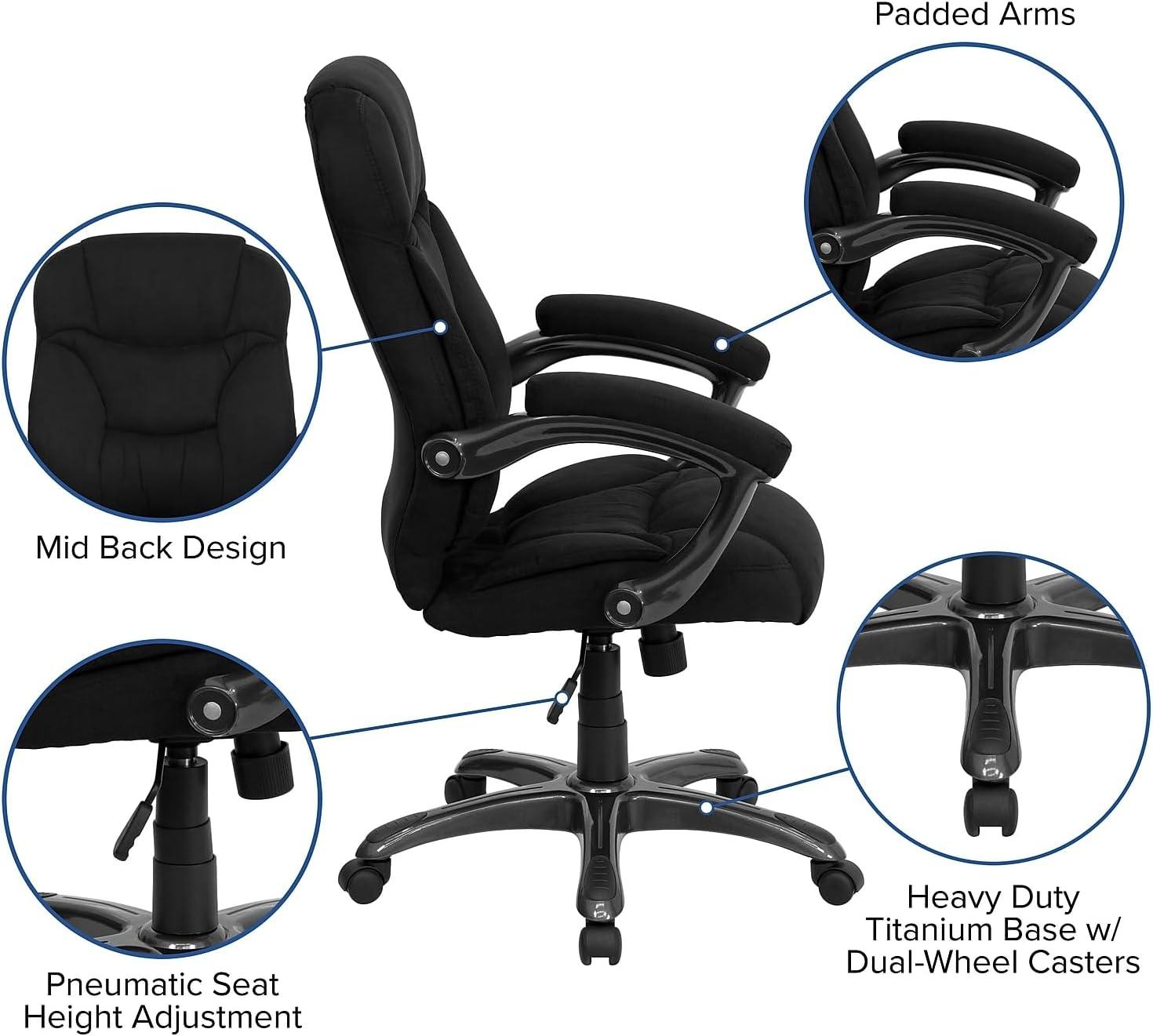 imageFlash Furniture Jessie High Back Brown Microfiber Contemporary Executive Swivel Ergonomic Office Chair with ArmsBlack Microfiber