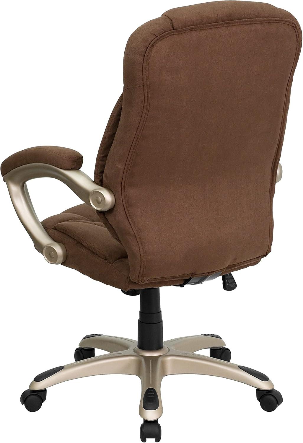 imageFlash Furniture Jessie High Back Brown Microfiber Contemporary Executive Swivel Ergonomic Office Chair with ArmsBrown Microfiber