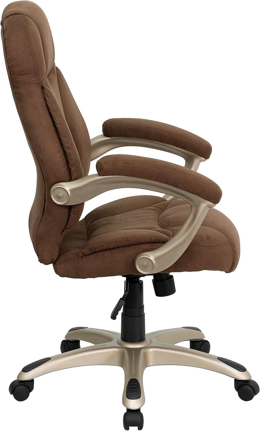 imageFlash Furniture Jessie High Back Brown Microfiber Contemporary Executive Swivel Ergonomic Office Chair with ArmsBrown Microfiber