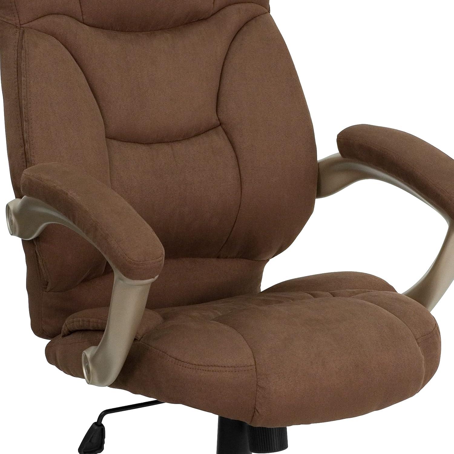 imageFlash Furniture Jessie High Back Brown Microfiber Contemporary Executive Swivel Ergonomic Office Chair with ArmsBrown Microfiber
