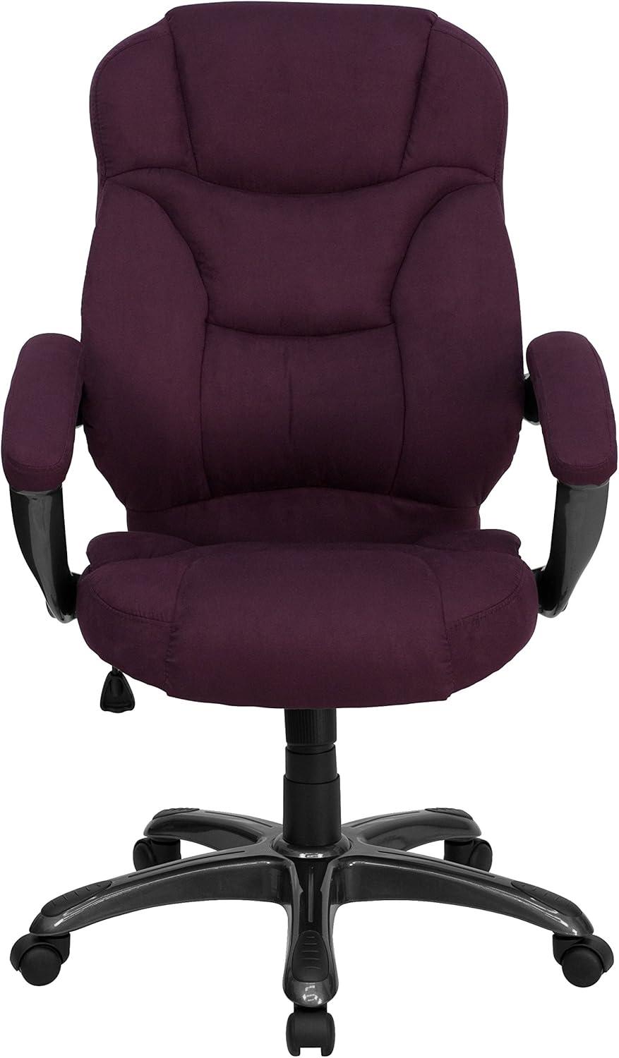imageFlash Furniture Jessie High Back Brown Microfiber Contemporary Executive Swivel Ergonomic Office Chair with ArmsGrape Microfiber