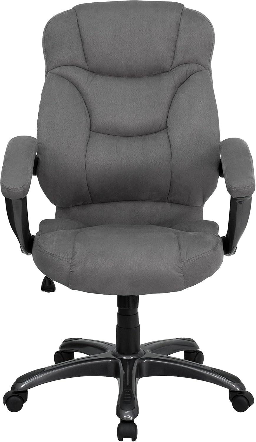 imageFlash Furniture Jessie High Back Brown Microfiber Contemporary Executive Swivel Ergonomic Office Chair with ArmsGray Microfiber