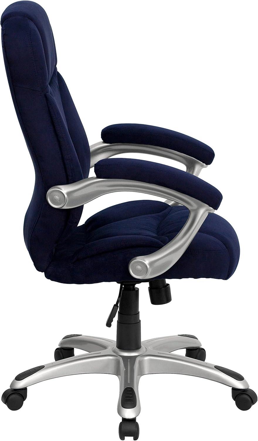 imageFlash Furniture Jessie High Back Brown Microfiber Contemporary Executive Swivel Ergonomic Office Chair with ArmsNavy Blue Microfiber