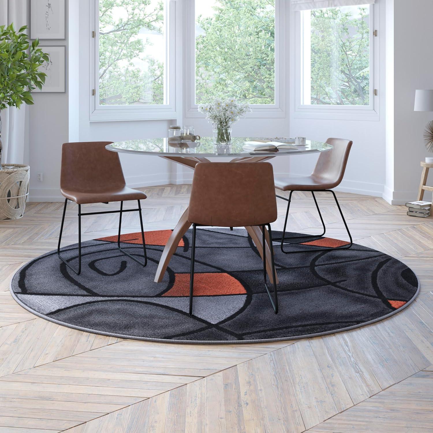 imageFlash Furniture Jubilee Collection Abstract Area Rug Colorfast Blue Olefin Rug 8 x 10 Area Rug Jute Backing Living Room Bedroom ampamp Family RoomOrange