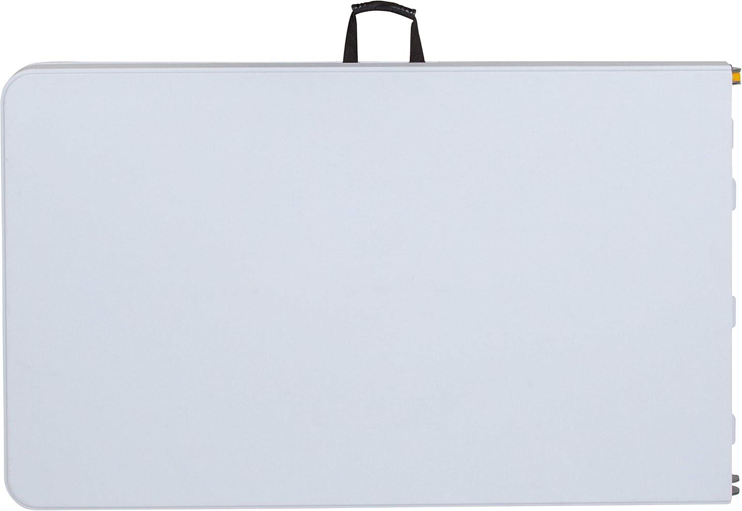 imageFlash Furniture Kathryn 8 Rectangular Adjustable Plastic Folding Event Table with Carrying Handle BiFold Table for IndoorOutdoor Events White