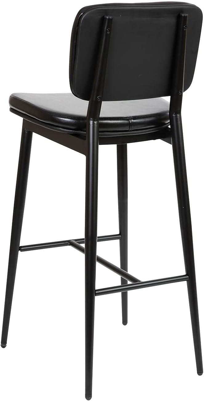 imageFlash Furniture Kenzie Commercial Grade MidBack Barstools Brown LeatherSoft Upholstery Black Iron Frame with Integrated Footrest Set of 2Black
