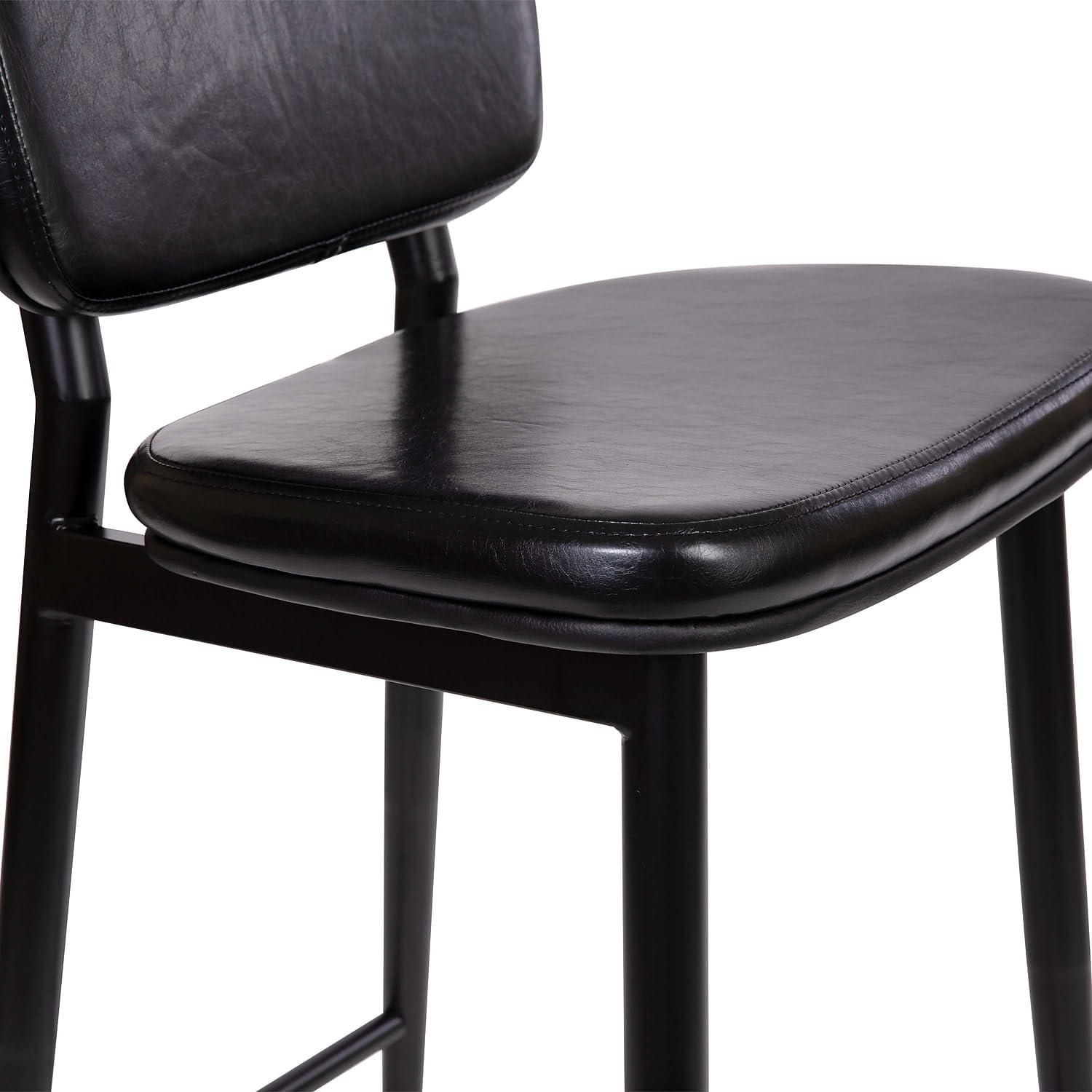 imageFlash Furniture Kenzie Commercial Grade MidBack Barstools Brown LeatherSoft Upholstery Black Iron Frame with Integrated Footrest Set of 2Black