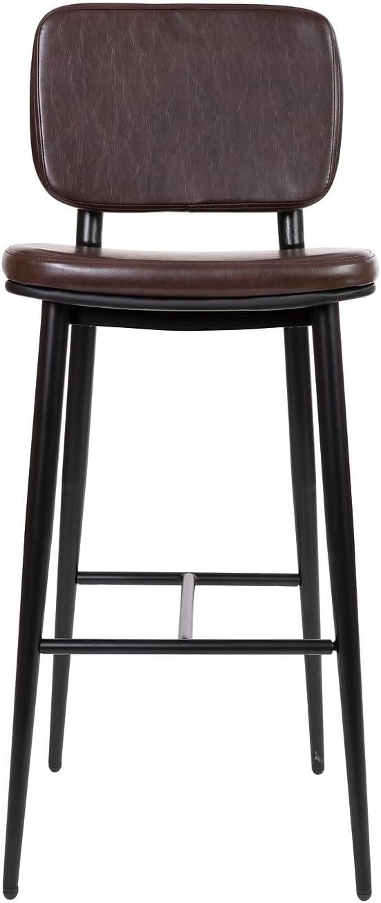 imageFlash Furniture Kenzie Commercial Grade MidBack Barstools Brown LeatherSoft Upholstery Black Iron Frame with Integrated Footrest Set of 2Brown