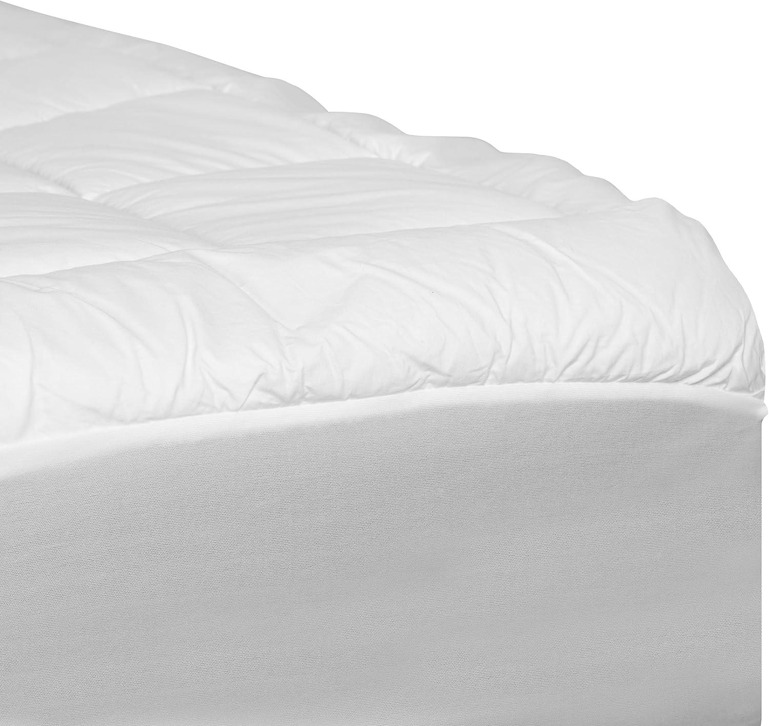 imageFlash Furniture King Size Hypoallergenic Mattress Pad Quilted Fitted Mattress Cover Cotton Top Stretches up to 21 Inches Deep