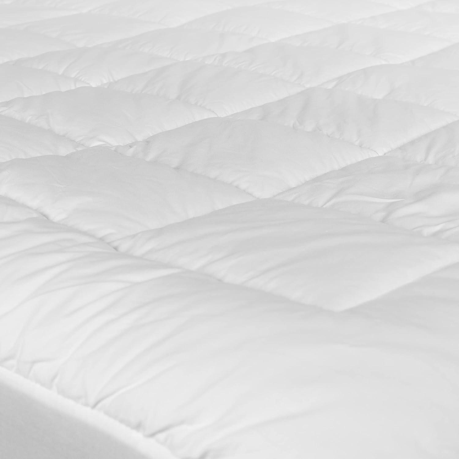 imageFlash Furniture King Size Hypoallergenic Mattress Pad Quilted Fitted Mattress Cover Cotton Top Stretches up to 21 Inches Deep