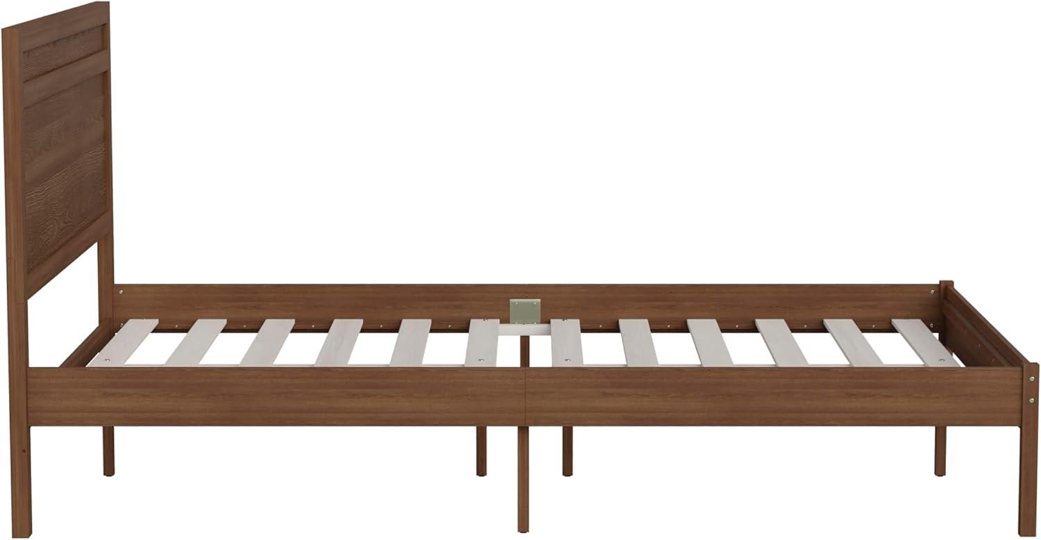 imageFlash Furniture Kingston Solid Wood Platform Bed with Wooden Slats and Headboard No Box Spring Needed King Size BrownBrown
