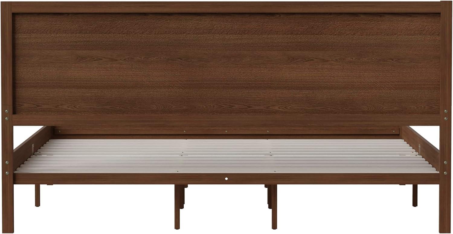 imageFlash Furniture Kingston Solid Wood Platform Bed with Wooden Slats and Headboard No Box Spring Needed King Size BrownBrown