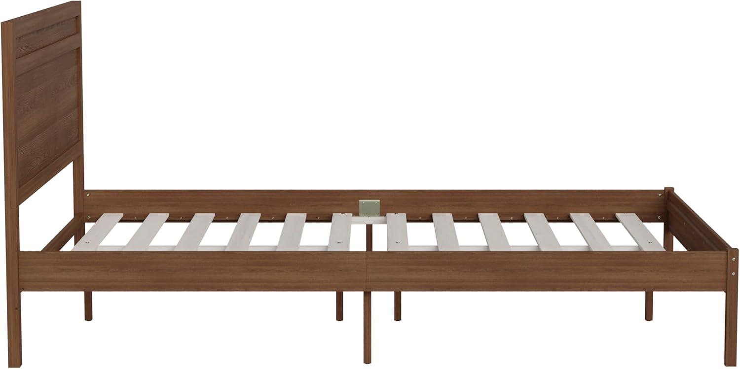 imageFlash Furniture Kingston Solid Wood Platform Bed with Wooden Slats and Headboard No Box Spring Needed King Size BrownBrown