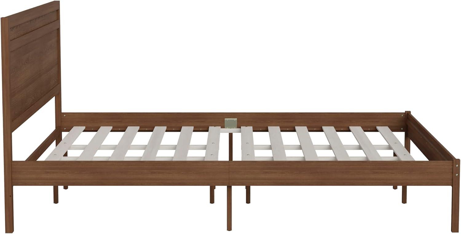 imageFlash Furniture Kingston Solid Wood Platform Bed with Wooden Slats and Headboard No Box Spring Needed King Size BrownBrown