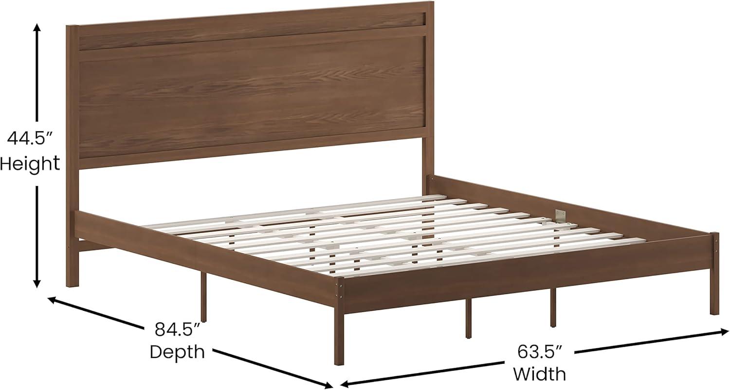 imageFlash Furniture Kingston Solid Wood Platform Bed with Wooden Slats and Headboard No Box Spring Needed King Size BrownBrown