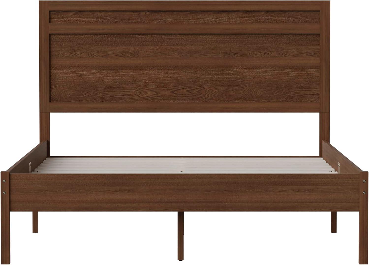 imageFlash Furniture Kingston Solid Wood Platform Bed with Wooden Slats and Headboard No Box Spring Needed King Size BrownBrown