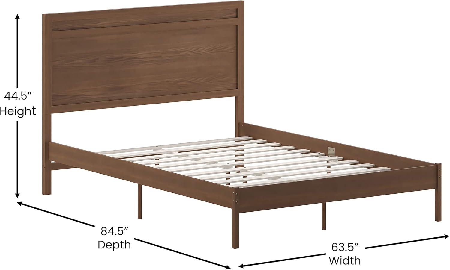 imageFlash Furniture Kingston Solid Wood Platform Bed with Wooden Slats and Headboard No Box Spring Needed King Size BrownBrown