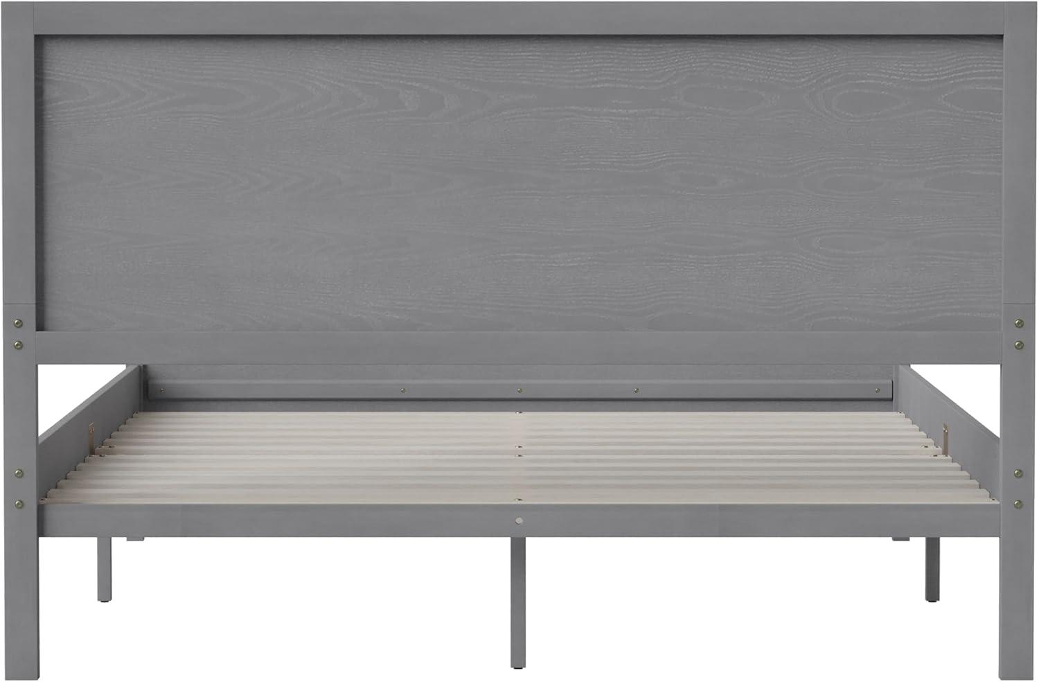 imageFlash Furniture Kingston Solid Wood Platform Bed with Wooden Slats and Headboard No Box Spring Needed King Size BrownGrey