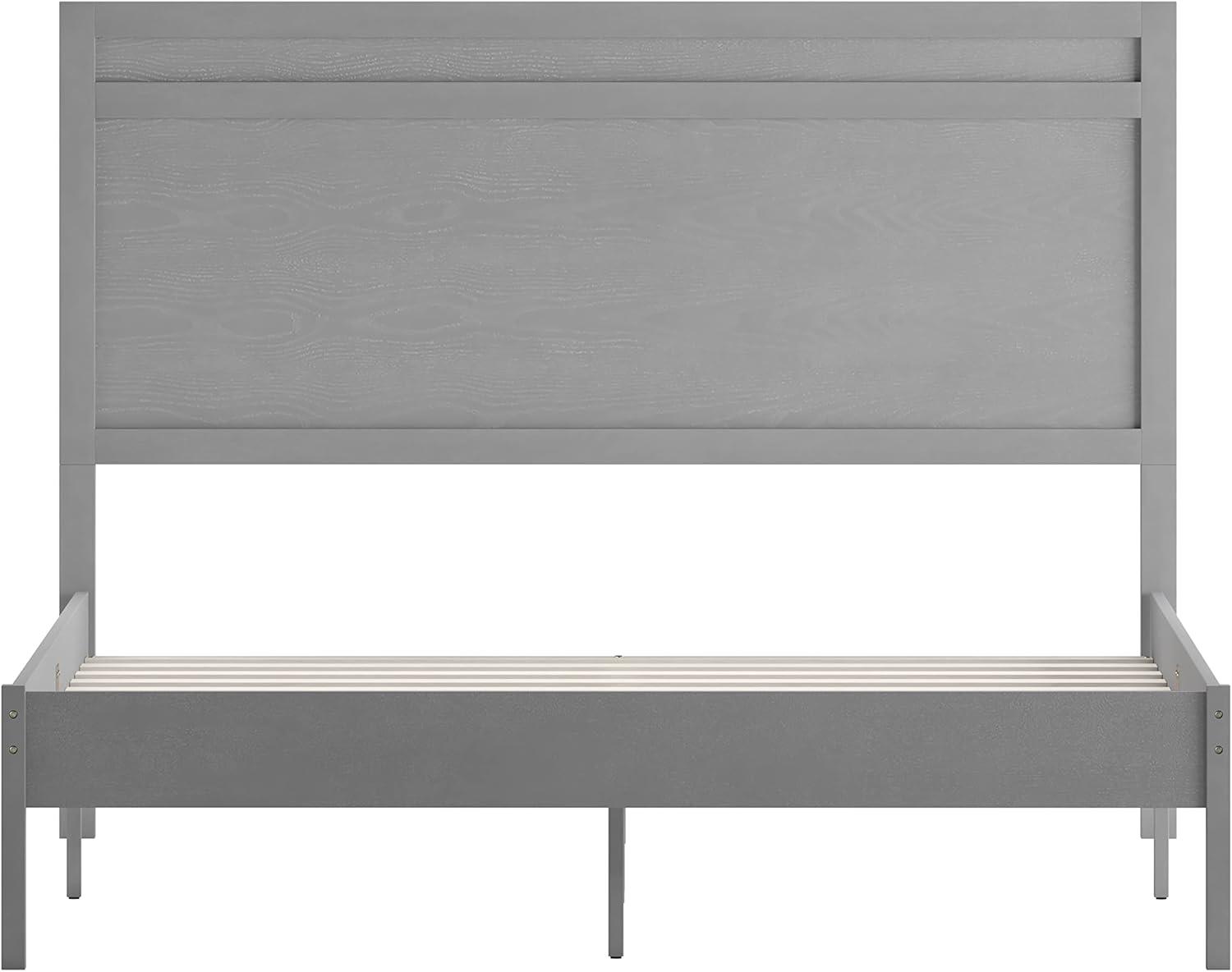 imageFlash Furniture Kingston Solid Wood Platform Bed with Wooden Slats and Headboard No Box Spring Needed King Size BrownGrey
