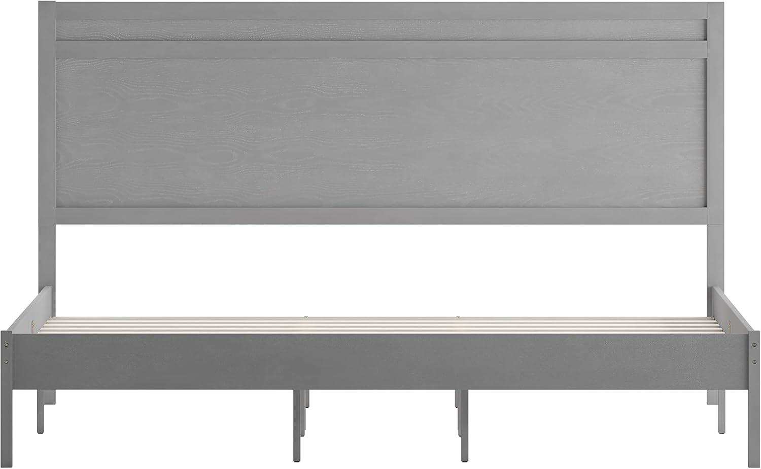 imageFlash Furniture Kingston Solid Wood Platform Bed with Wooden Slats and Headboard No Box Spring Needed King Size BrownGrey