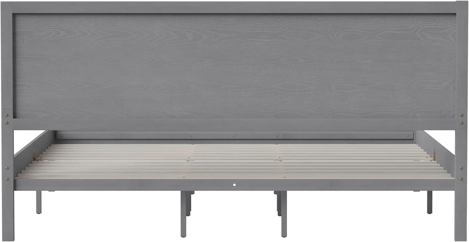 imageFlash Furniture Kingston Solid Wood Platform Bed with Wooden Slats and Headboard No Box Spring Needed King Size BrownGrey