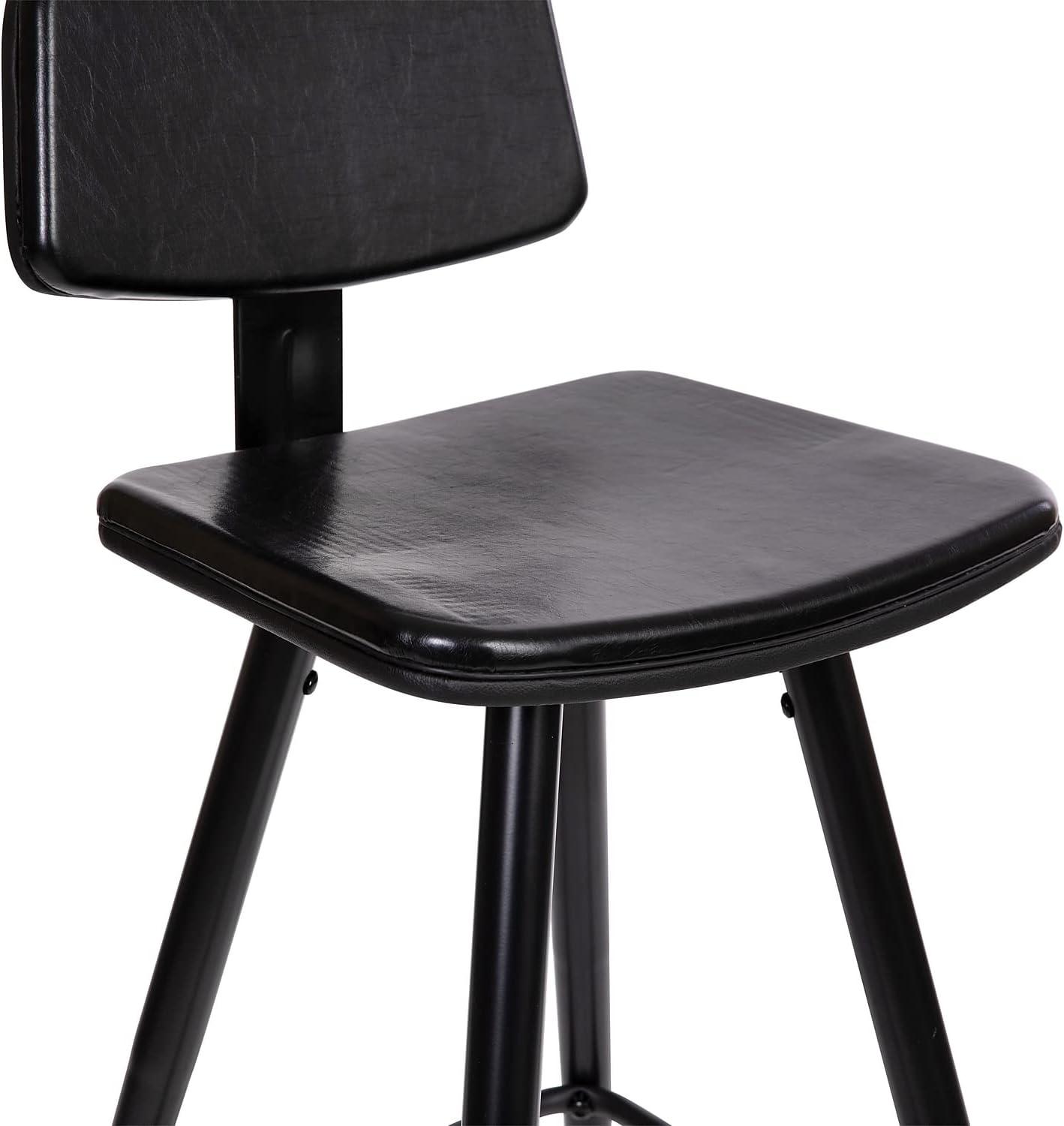 imageFlash Furniture Kora Commercial Grade Low Back BarstoolsBlack LeatherSoft UpholsteryBlack Iron FrameIntegrated FootrestGold Tipped LegsSet of 2Black