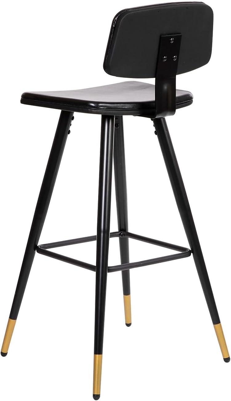 imageFlash Furniture Kora Commercial Grade Low Back BarstoolsBlack LeatherSoft UpholsteryBlack Iron FrameIntegrated FootrestGold Tipped LegsSet of 2Black