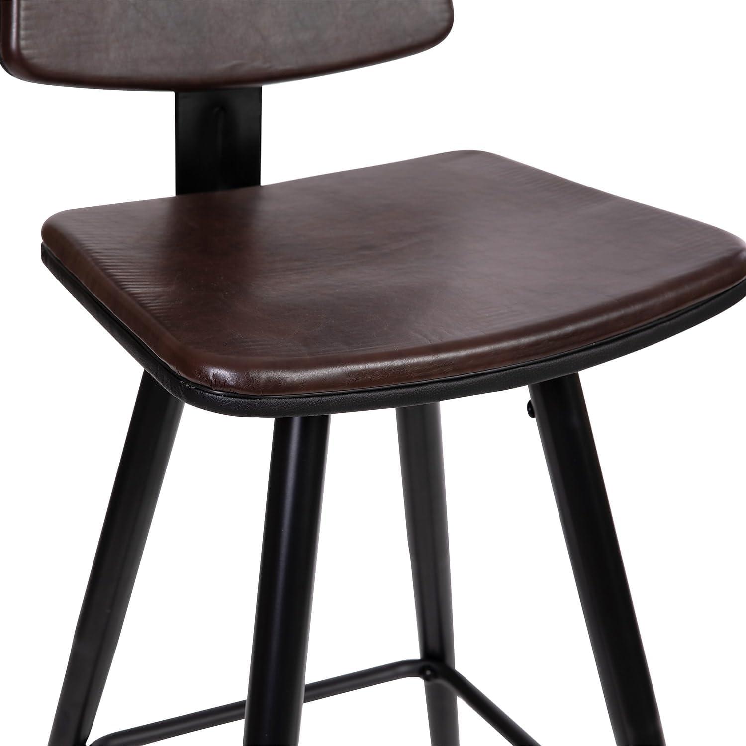 imageFlash Furniture Kora Commercial Grade Low Back BarstoolsBlack LeatherSoft UpholsteryBlack Iron FrameIntegrated FootrestGold Tipped LegsSet of 2Brown
