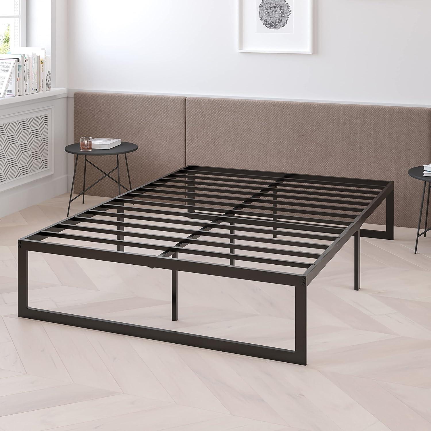 imageFlash Furniture Lana 14 Inch Metal Platform Bed Frame No Box Spring Needed with Steel Slat Support and Quick Lock Functionality FullFull
