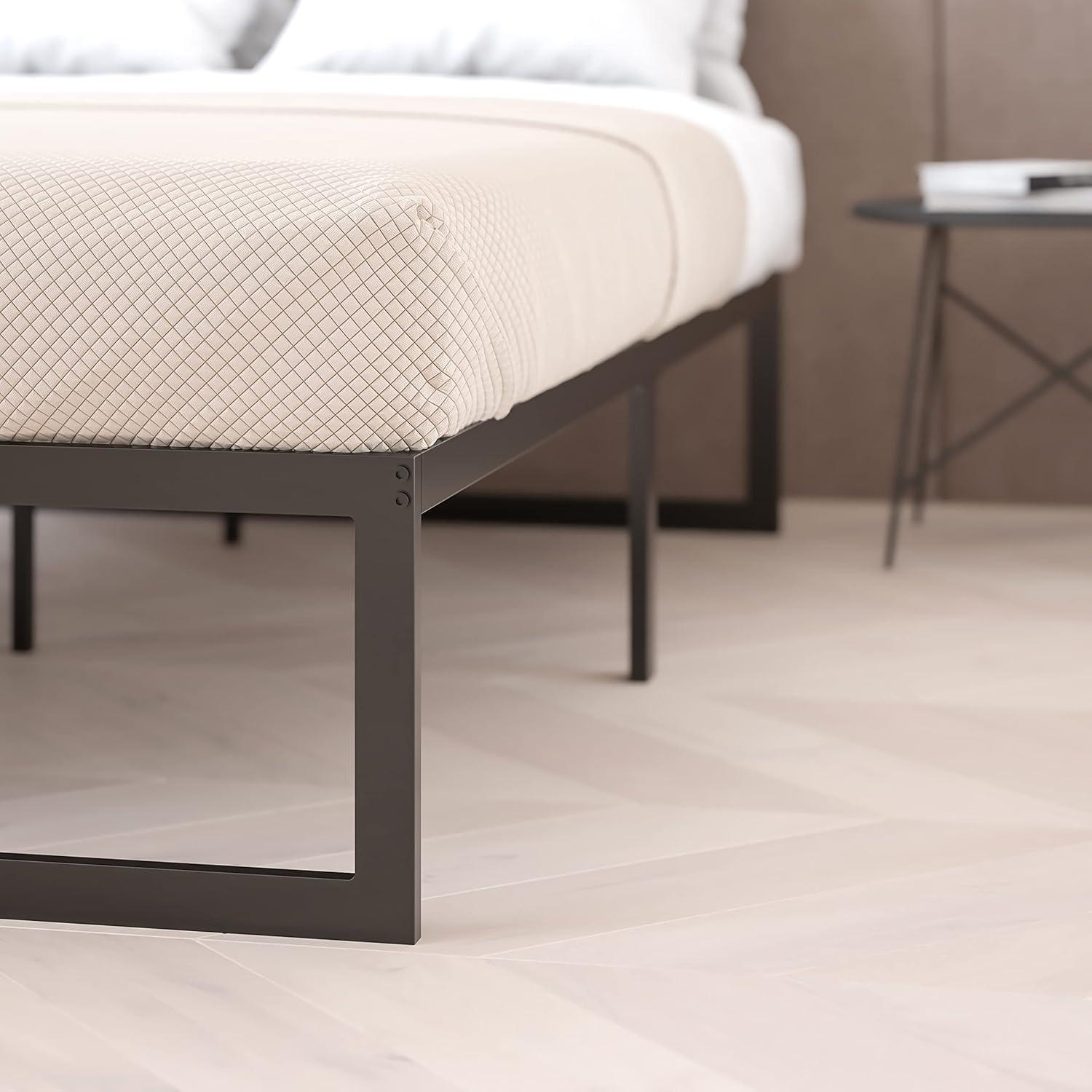 imageFlash Furniture Lana 14 Inch Metal Platform Bed Frame No Box Spring Needed with Steel Slat Support and Quick Lock Functionality FullKing