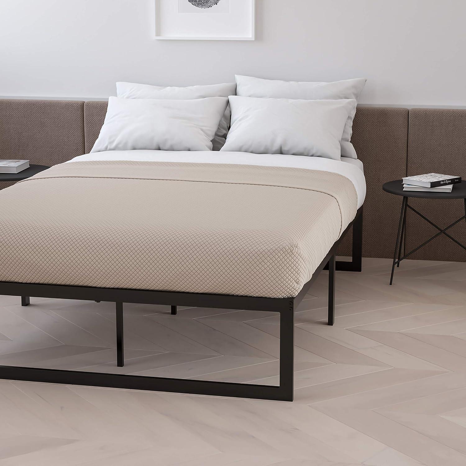 imageFlash Furniture Lana 14 Inch Metal Platform Bed Frame No Box Spring Needed with Steel Slat Support and Quick Lock Functionality FullQueen