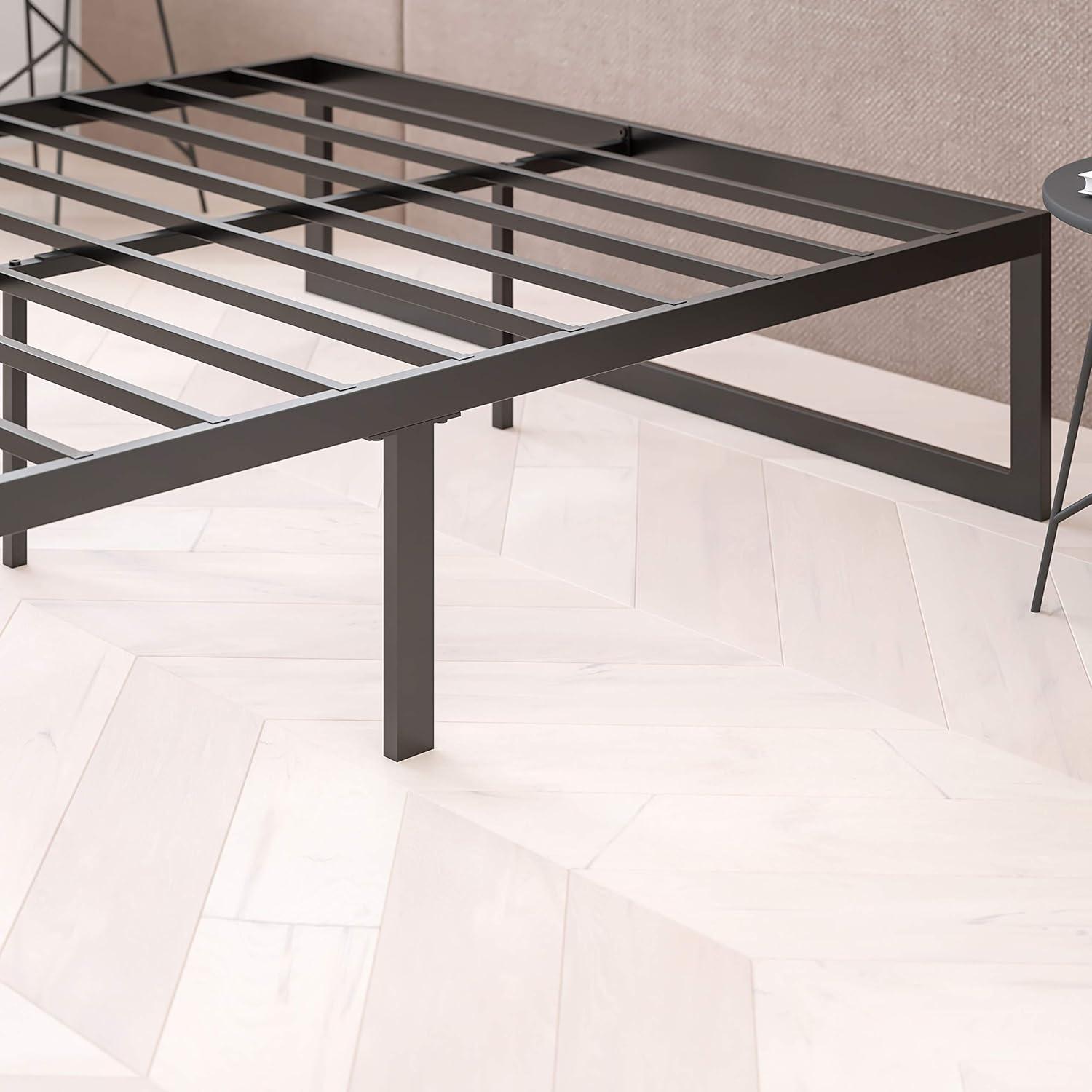 imageFlash Furniture Lana 14 Inch Metal Platform Bed Frame No Box Spring Needed with Steel Slat Support and Quick Lock Functionality FullQueen