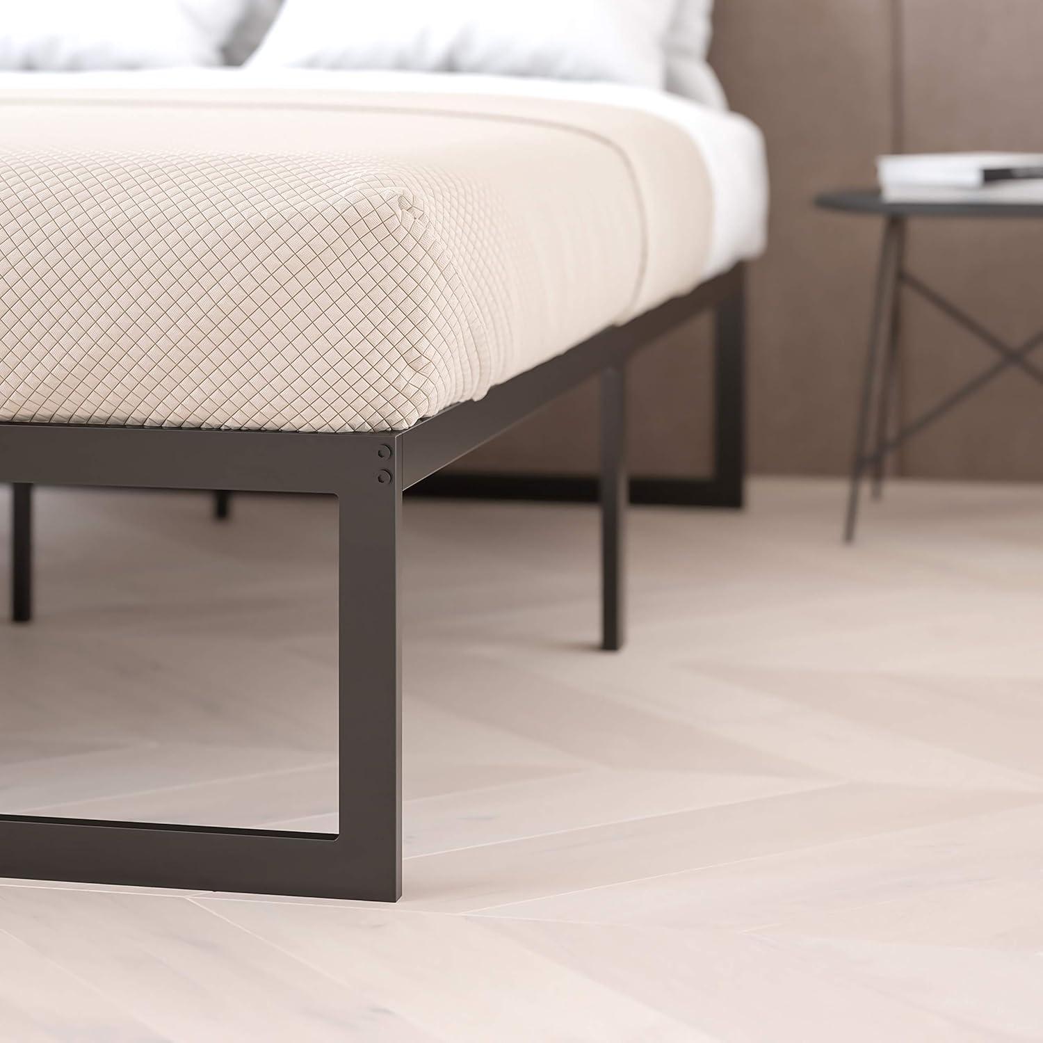 imageFlash Furniture Lana 14 Inch Metal Platform Bed Frame No Box Spring Needed with Steel Slat Support and Quick Lock Functionality FullTwin